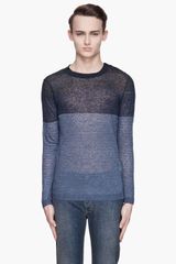 Diesel Blue Tricolor Knit Linen Nam Shirt