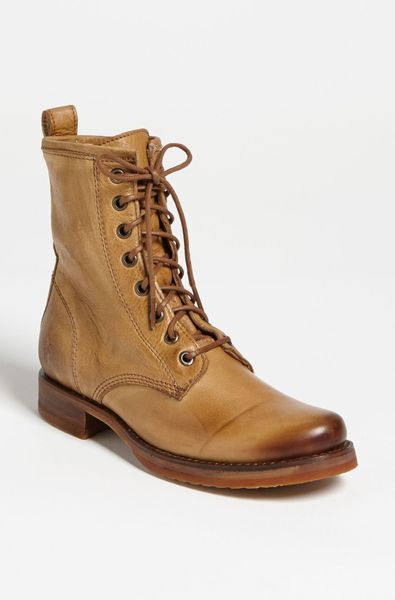 frye combat boots womens brown