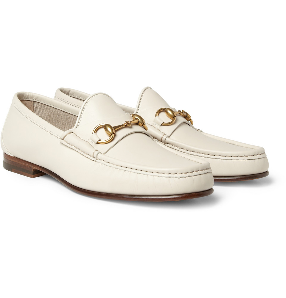 Gucci Horsebit Leather Loafers in White for Men | Lyst