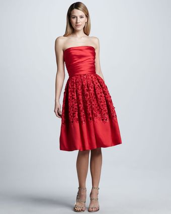 Naeem Khan Strapless Laceskirt Cocktail Dress - Lyst