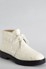 Alexander Wang Ivory Croc Embossed Leather Lee Chukka Boots