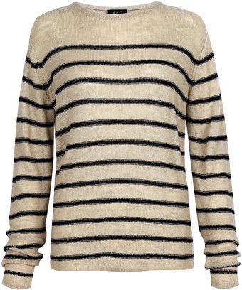 A.P.C. Navy Stripe Linen Blend Knitted Top - Lyst