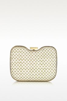 Fendi Giano Woven Raffia and Leather Box Clutch - Lyst