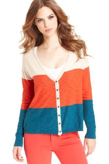 Kensie Long-Sleeve Color-Block Cardigan - Lyst