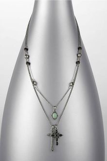 Lucky Brand Silvertone Cross Charm Necklace - Lyst