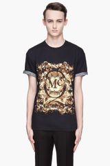 McQ by Alexander McQueen Black and Green Bleached Fly Logo T-shirt