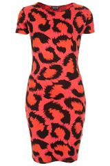 Topshop Leopard Cutout Bodycon Dress