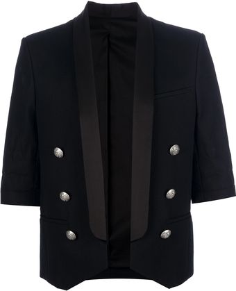 Balmain Cropped Tuxedo Style Jacket - Lyst