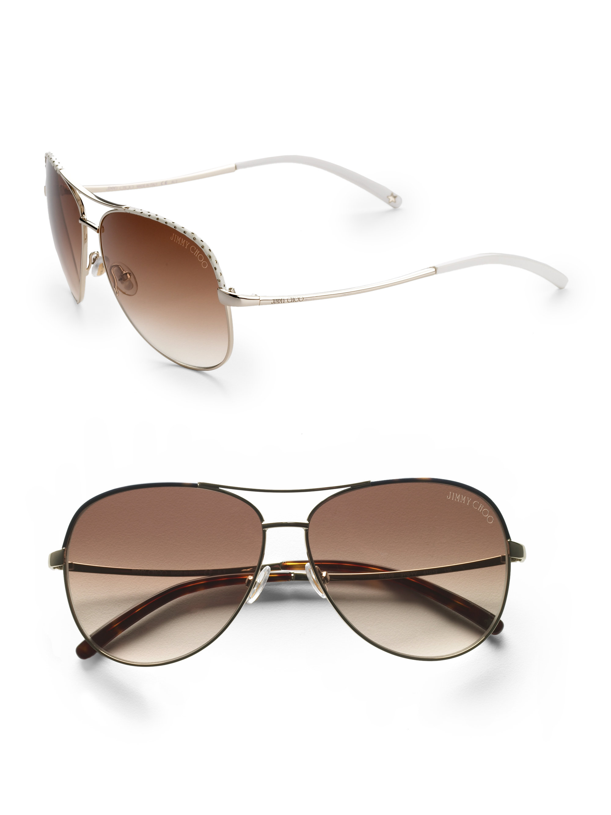 Jimmy Choo Mali Aviator Sunglasses in Brown (platinum, brown gradient
