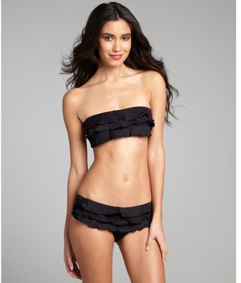 Ondademar Black Stretch Nylon Color Boom Ruffle Tier Bikini Bottoms - Lyst