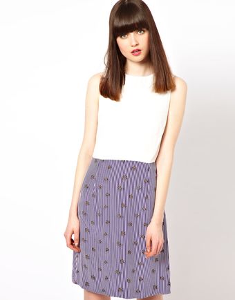 Peter Jensen Shell Dress in Seal Stripe Printed Silk - Lyst