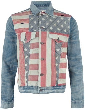 Ralph Lauren Flag Print Denim Jacket - Lyst