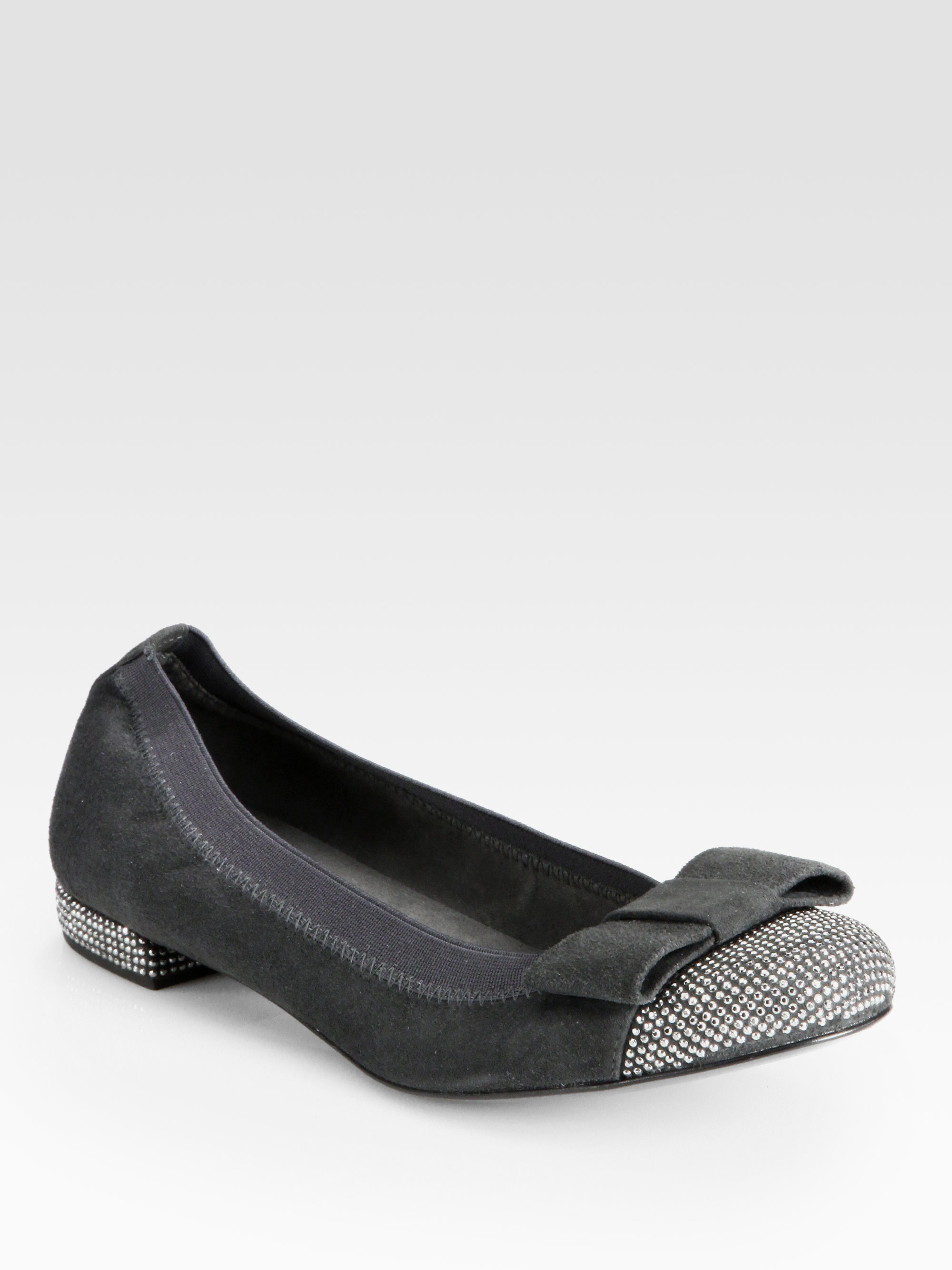 gray suede ballet flats