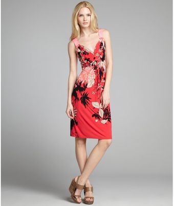 Tahari Pink and Black Printed Jersey Knit Grosgrain Tank Liz Dress - Lyst