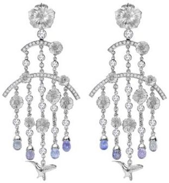 Theo Fennell Hummingbird Hibiscus Chandelier Earrings - Lyst