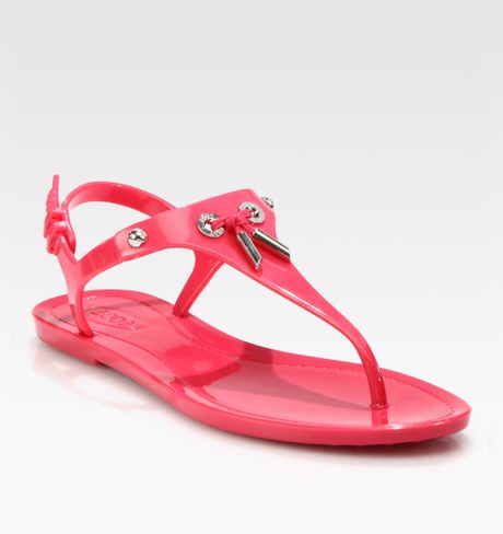 Tod's Jelly Patent Leather Thong Sandals in (pink) | Lyst