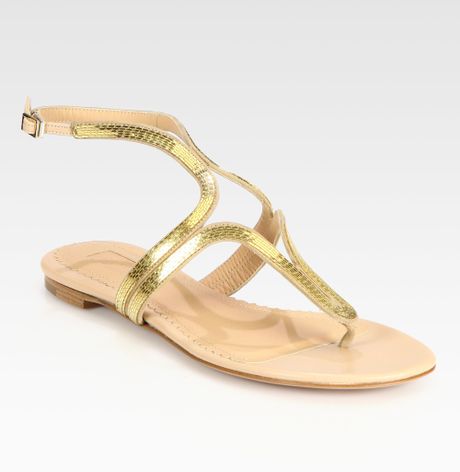 Aquazzura Caipiroska Flat Sandals in Gold | Lyst