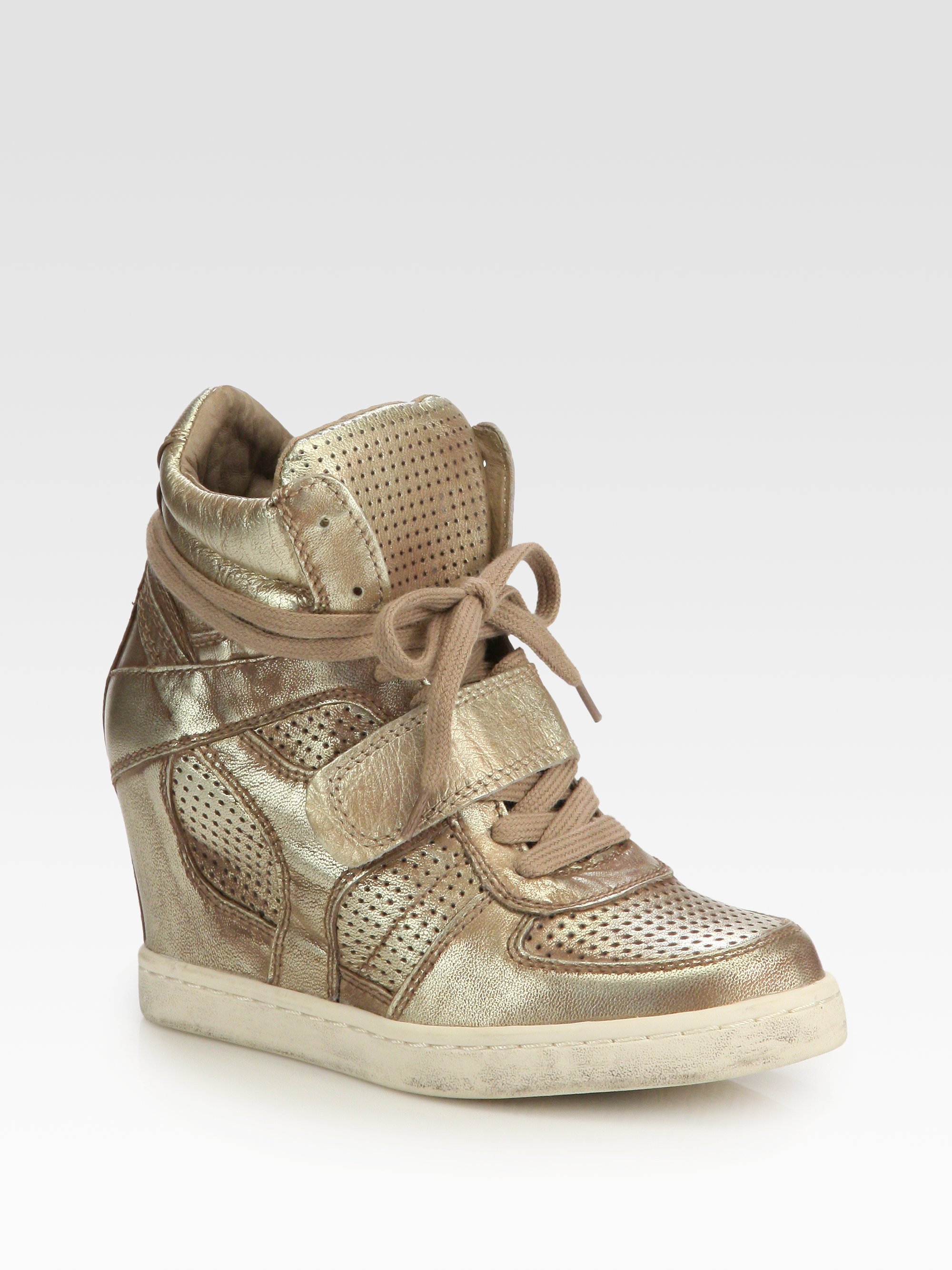 Ash Cool Metallic Leather High Top Wedge Sneakers in Gold | Lyst