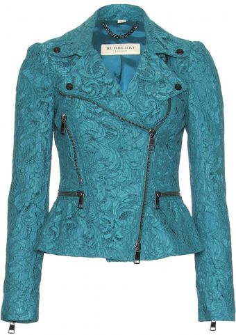 Burberry Ley Green Lace Biker Jacket - Lyst