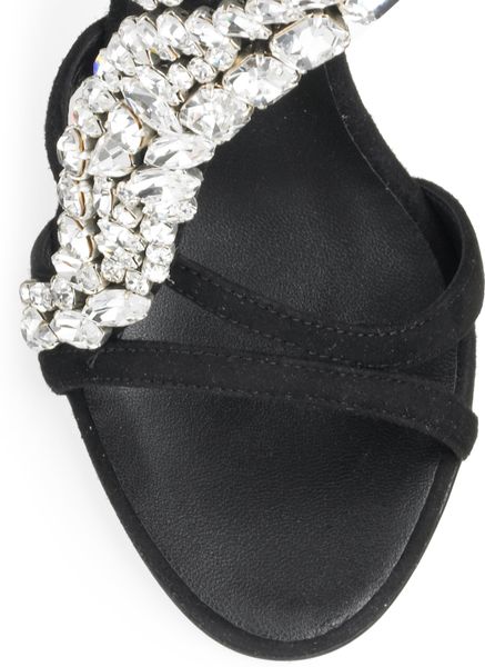 Giuseppe Zanotti Jeweled Suede High Heel Sandals in Black | Lyst