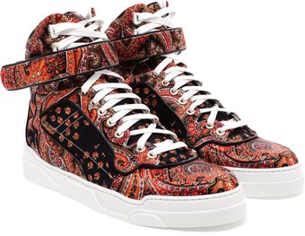 Givenchy Silk Paisley and Leather Hitops - Lyst