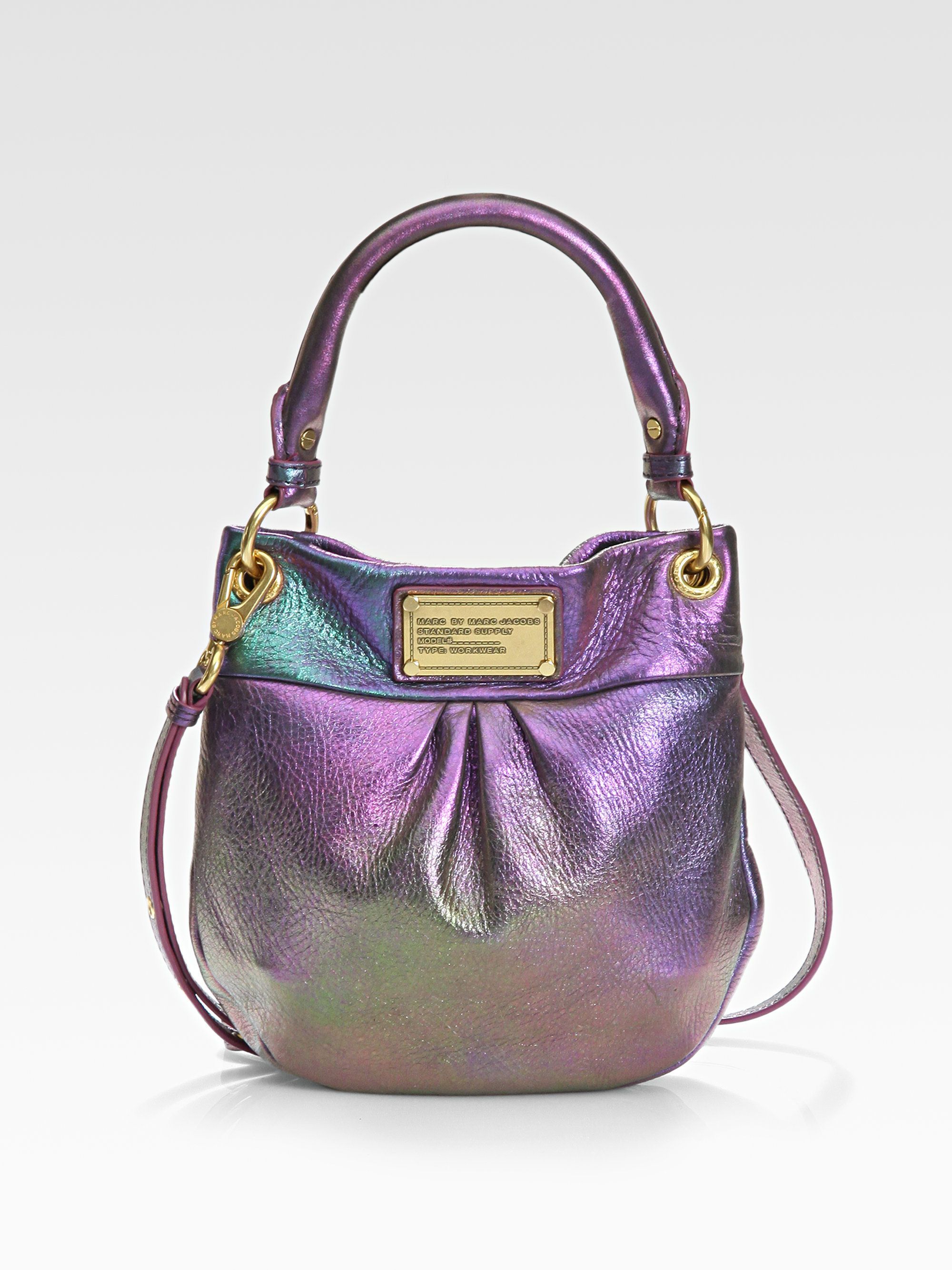 Marc By Marc Jacobs Classic Q Mini Hillier Metallic Hobo Bag in Purple (purple multi) | Lyst