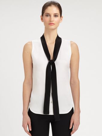 Michael Kors Neck Tie Charmeuse Blouse - Lyst
