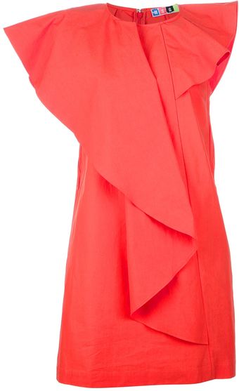 MSGM Ruffle Winged Shift Dress - Lyst