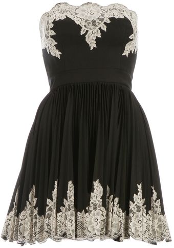 Robert Rodriguez Strapless Lace Trim Dress - Lyst