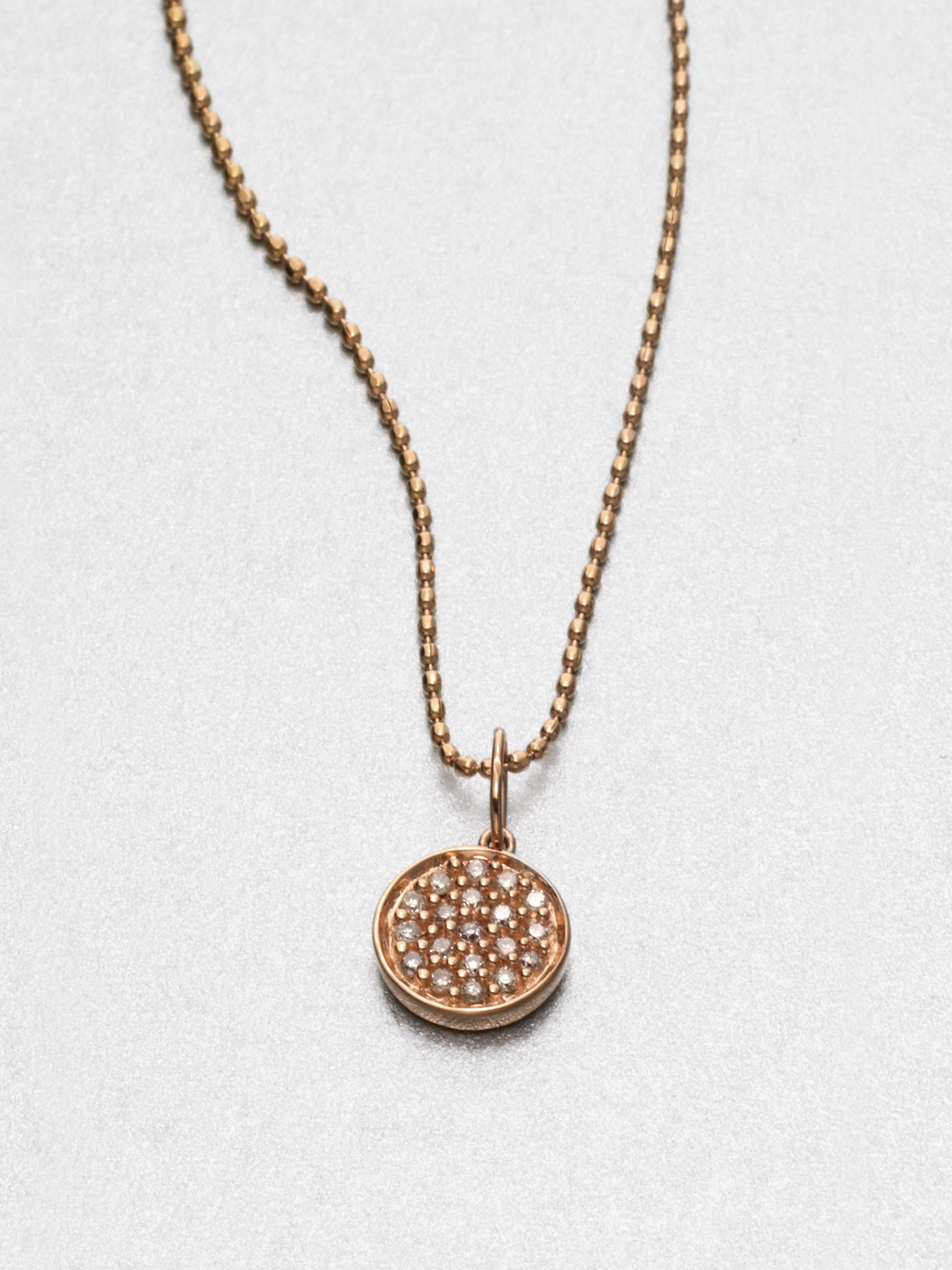 Sydney Evan Paveacute Diamond 14k Rose Gold Disc Pendant Necklace in Pink (rose gold) | Lyst