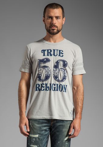 True Religion Bandana 56 Graphic Tee in Heather Grey - Lyst