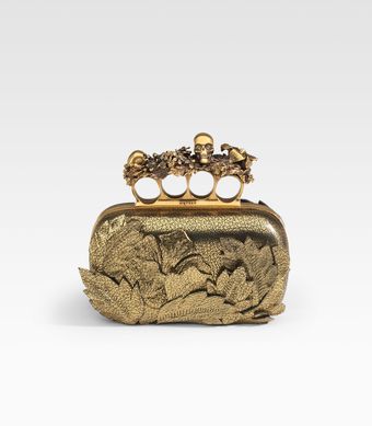 Alexander McQueen Four Finger Flower Leather Clutch - Lyst