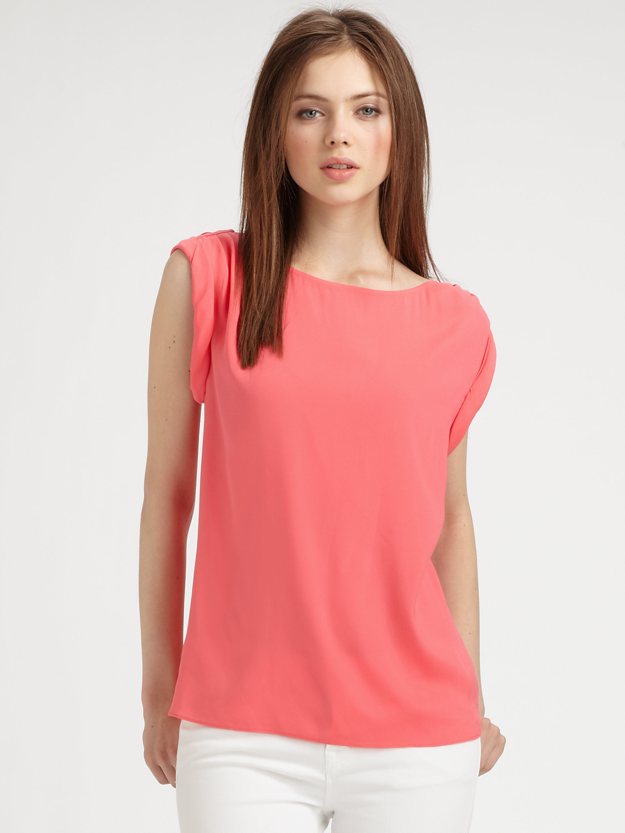 Alice Olivia Silk Rolledsleeve Tunic In Pink Lyst