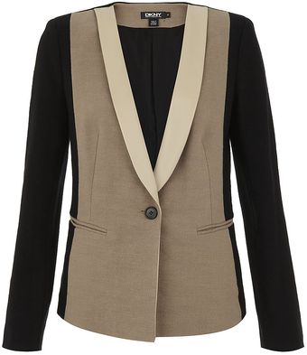 DKNY Contrast Linen Tuxedo Jacket - Lyst