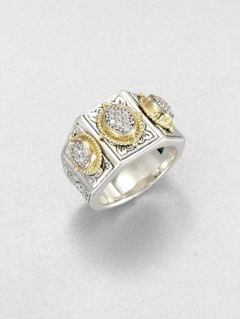 Konstantino Sterling Silver 18k Gold Pavé Diamond Ring - Lyst