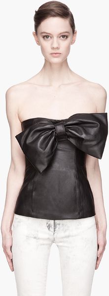Pierre Balmain Leather Bow Top - Lyst