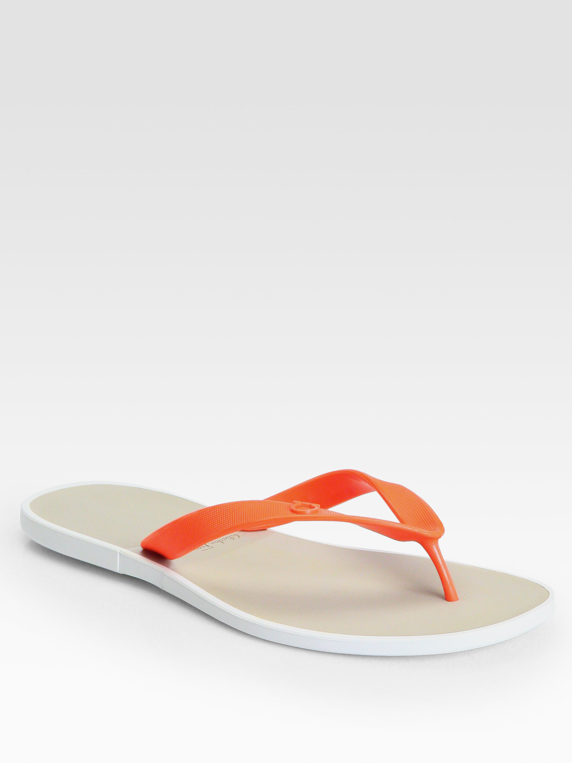 Ferragamo Rubber Thong Sandals in Orange for Men | Lyst