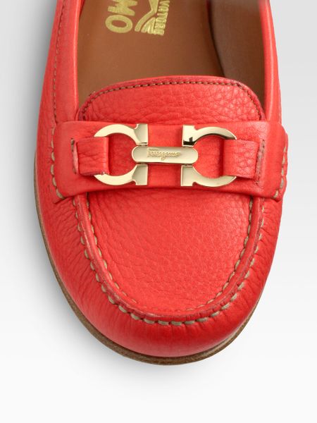 Ferragamo Simba Leather Loafers in Red - Lyst Ferragamo Simba Leather Loafers in Red - Lyst