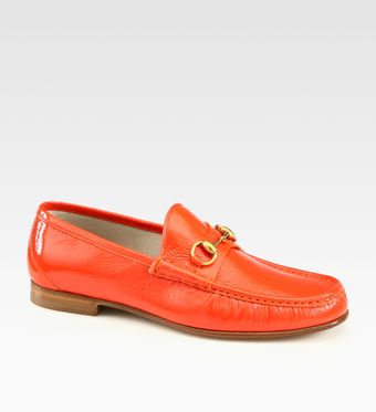 Gucci Patent Leather Horsebit Loafer - Lyst
