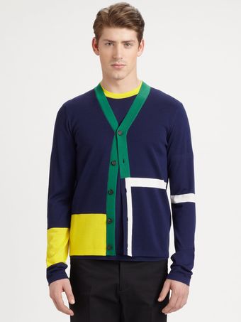 Jil Sander Colorblock Cardigan - Lyst