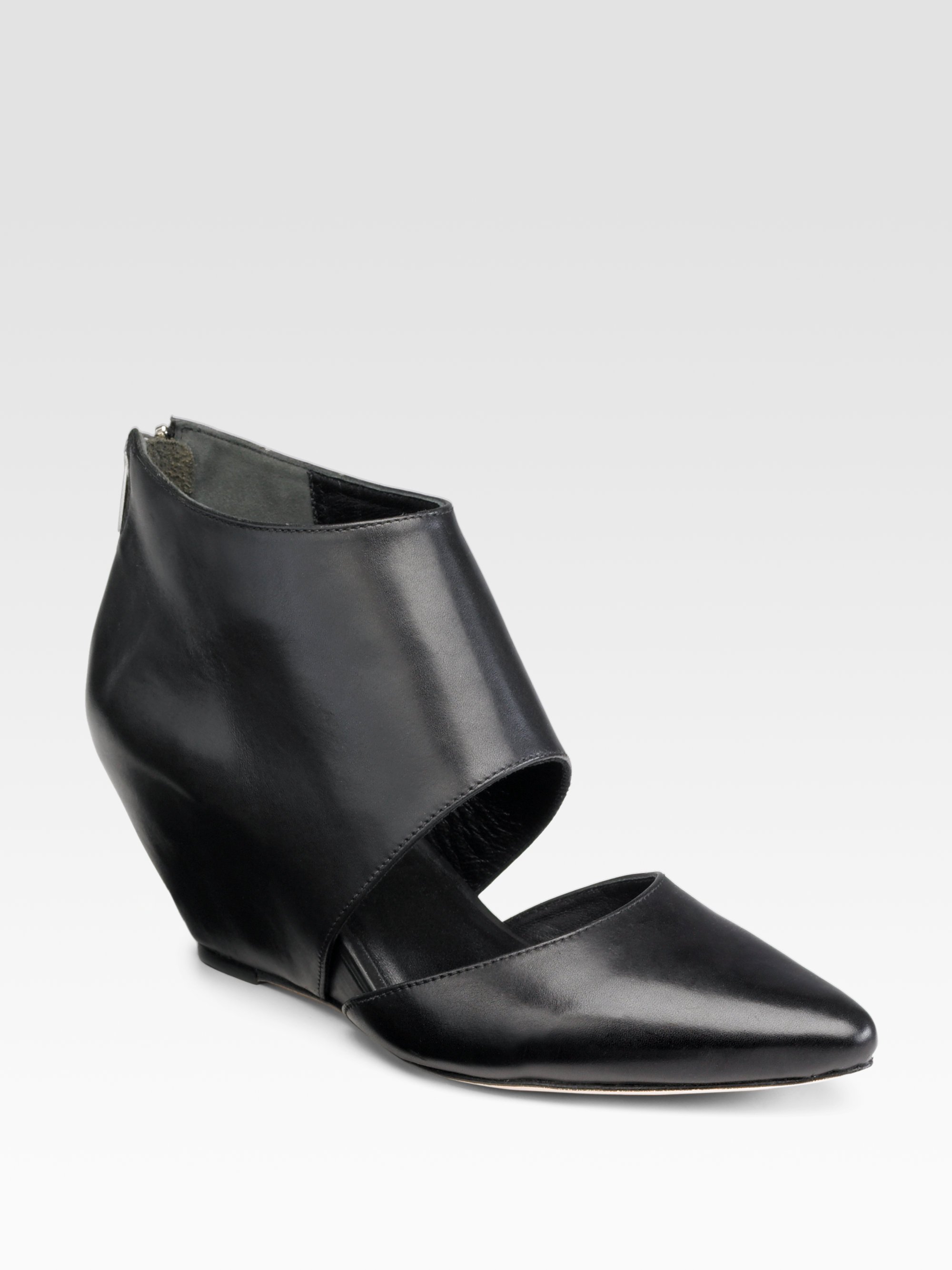 Loeffler Randall Low Cutout Wedge Ankle Boots in Black | Lyst