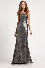Ml Monique Lhuillier Strapless Sequined Gown