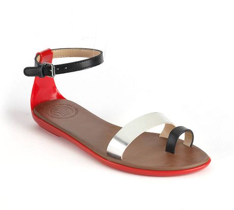 French Connection Terri Flat Sandals in Black | Lyst