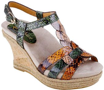Earthies® Corsica Corkwrapped Snakeembossed Leather Wedge Sandals - Lyst