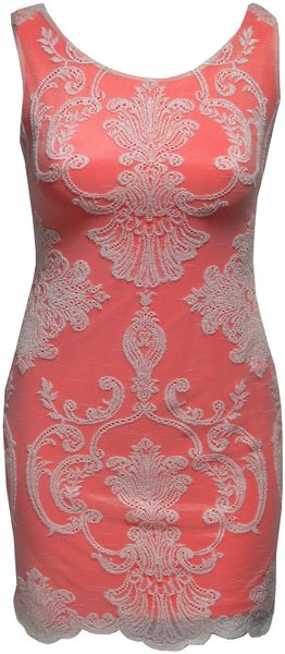 Jane Norman Neon Lined Lace Dress - Lyst