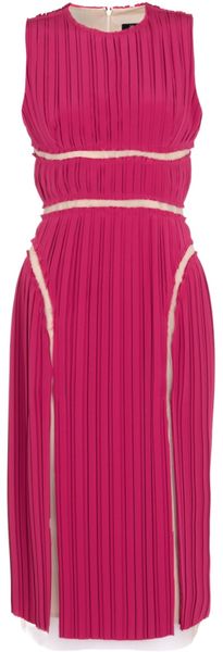 Marios Schwab Raspberry Satin Pleat Dress - Lyst