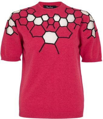 Marios Schwab Red Hexagon Embroidered Knit - Lyst