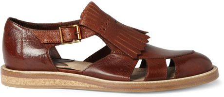 fringed sandals smith paul leather brown