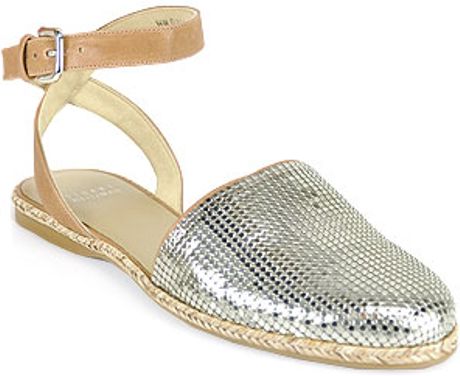 stuart weitzman silver flat sandals