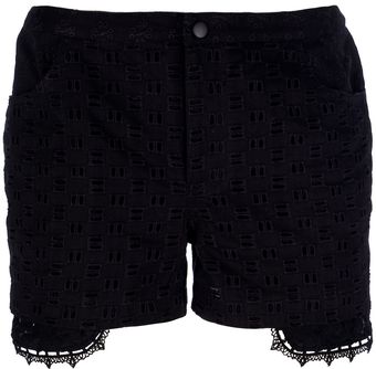 Anna Sui Patterned Perforated Shorts - Lyst